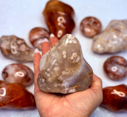 Flower Agate Flame Freeform Crystal Tower ‘Freda’ 475g