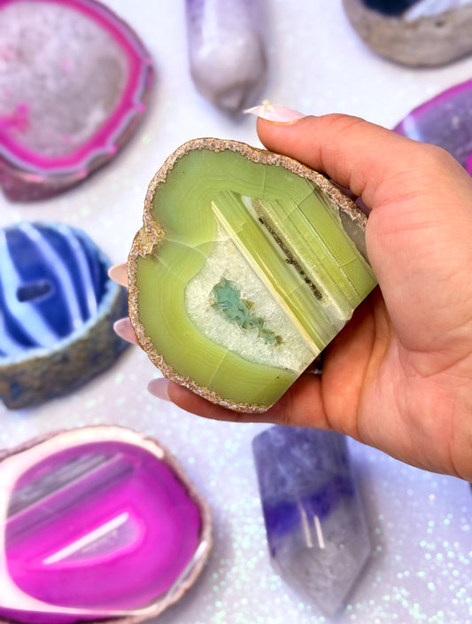 Green Agate Basecut Freeform Standing Tower Crystal ‘Gia’ 266g