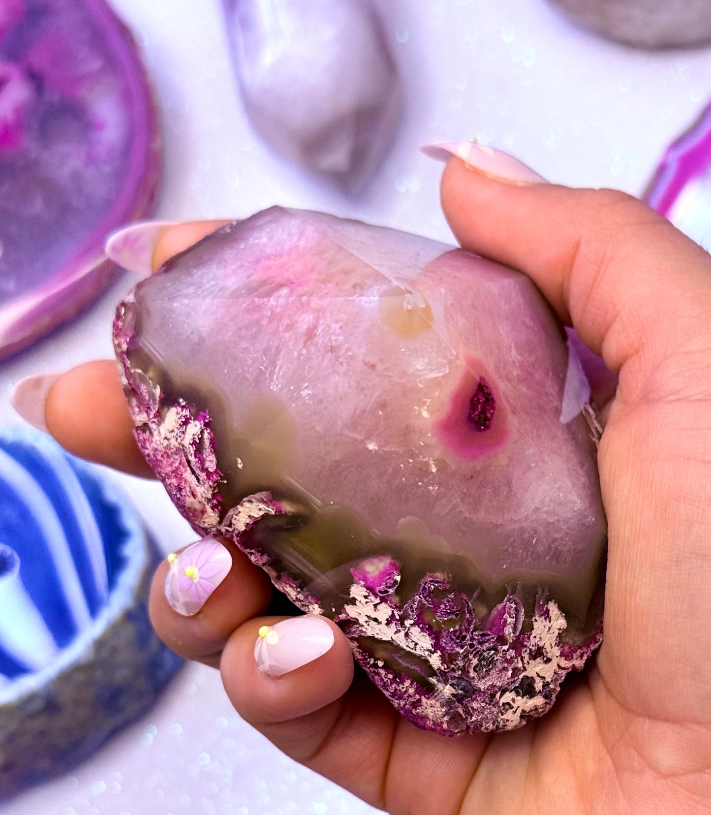 Pink Agate Basecut Freeform Standing Generator Tower Dyed Crystal ‘Phoenix’ 314g
