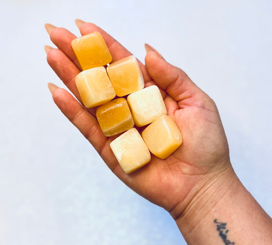 Yellow Jade Square Tumble Stone - Medium