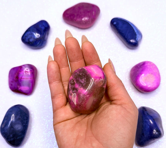 Pink Agate Dyed Palm Stone #4