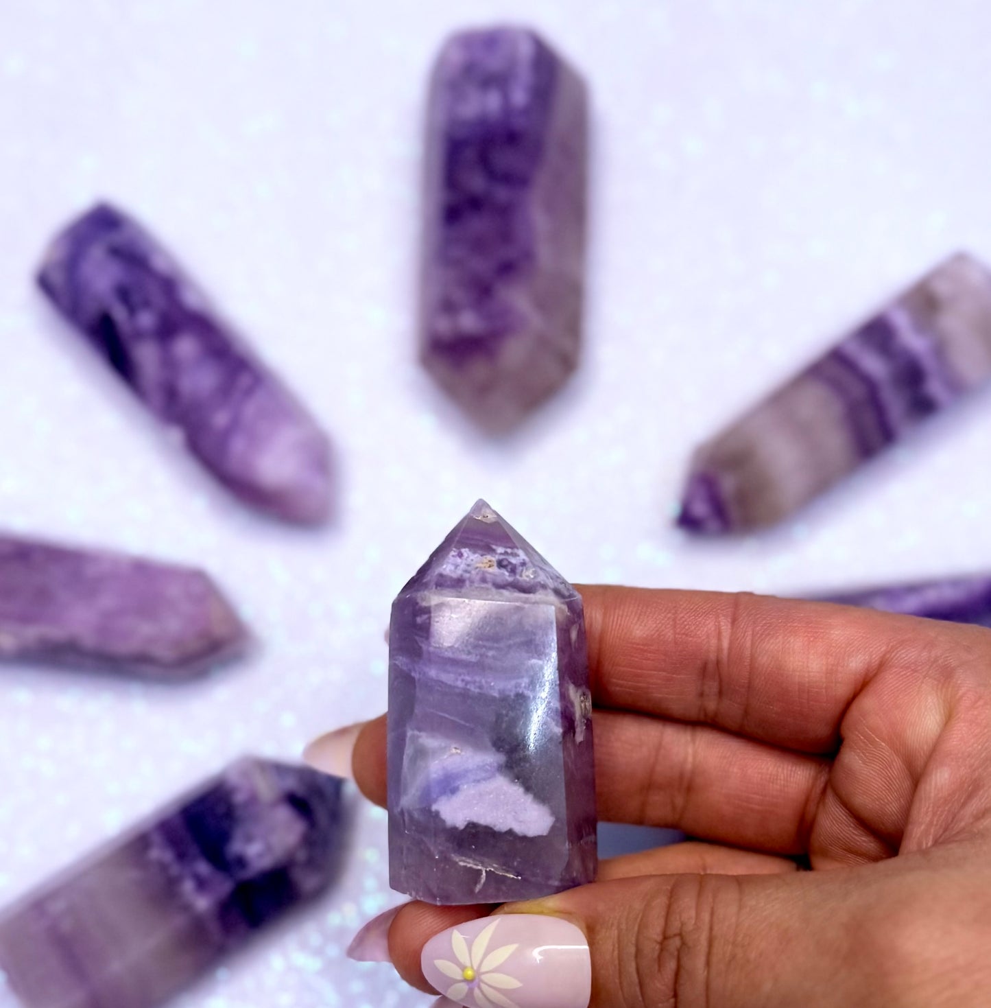 Rare Purple Silk Fluorite Point Tower 60g #2