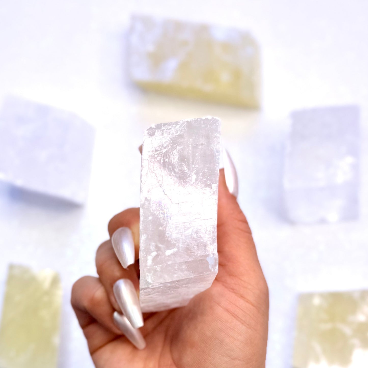 Clear Iceland Spar Optical Calcite Raw Crystal Slab #4 300g
