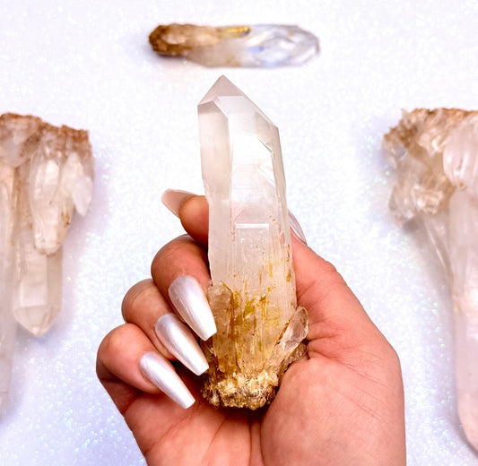 Himalayan Cathedral Clear Golden Quartz Cluster “Harper” 93g