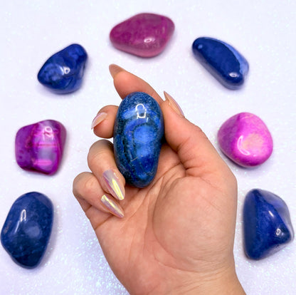 Blue Agate Dyed Palm Stone #1