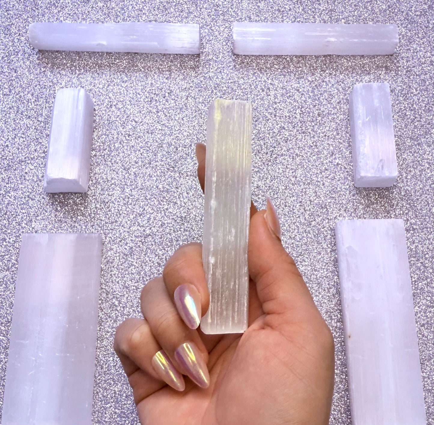 Selenite Raw Crystal Charging Stick - Long Medium