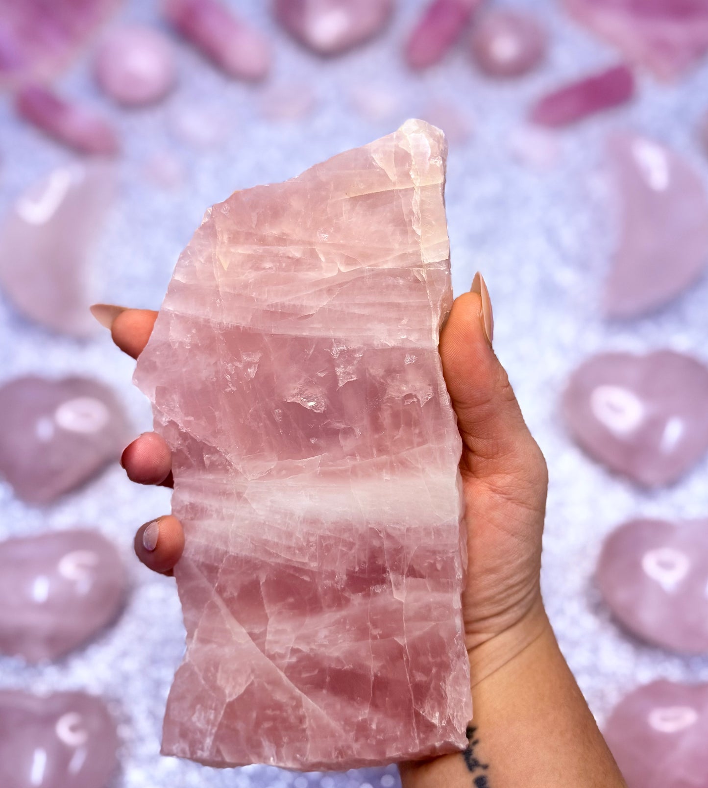 Rose Quartz Polished Slab Slice Crystal - 0.503kg