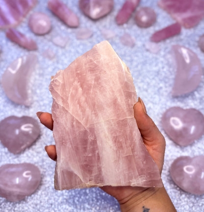 Rose Quartz Polished Slab Slice Crystal - 0.547kg