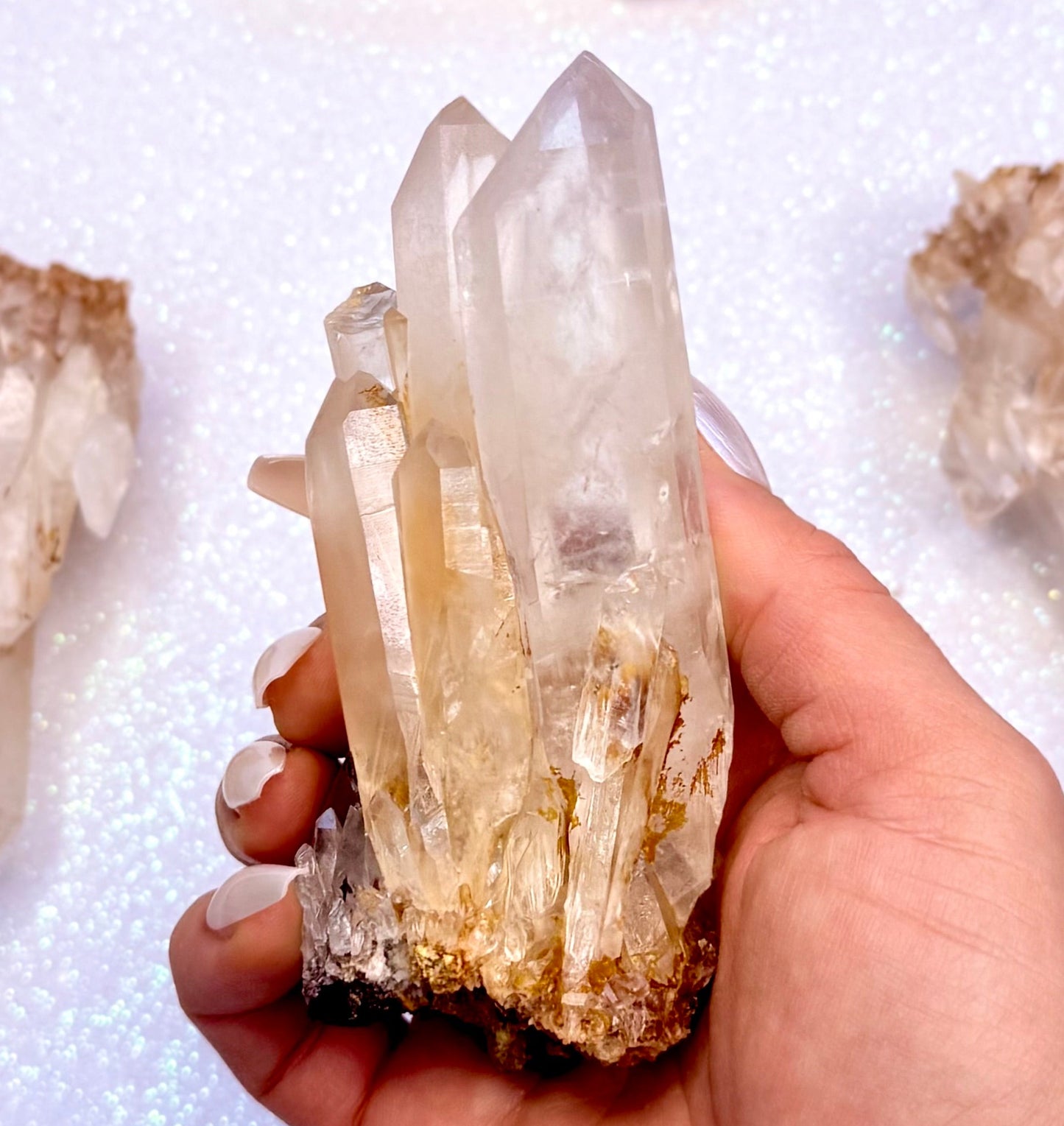 Himalayan Cathedral Clear Golden Quartz Cluster “Haven” 238g