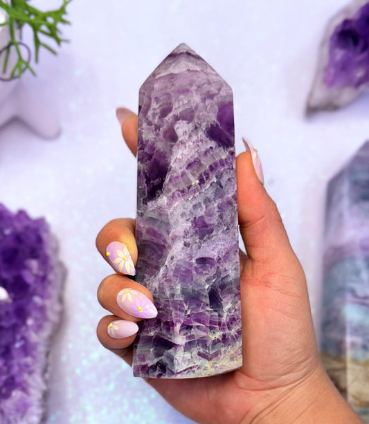 Rainbow Fluorite Point Tower Generator ‘Farah’ 0.658kg