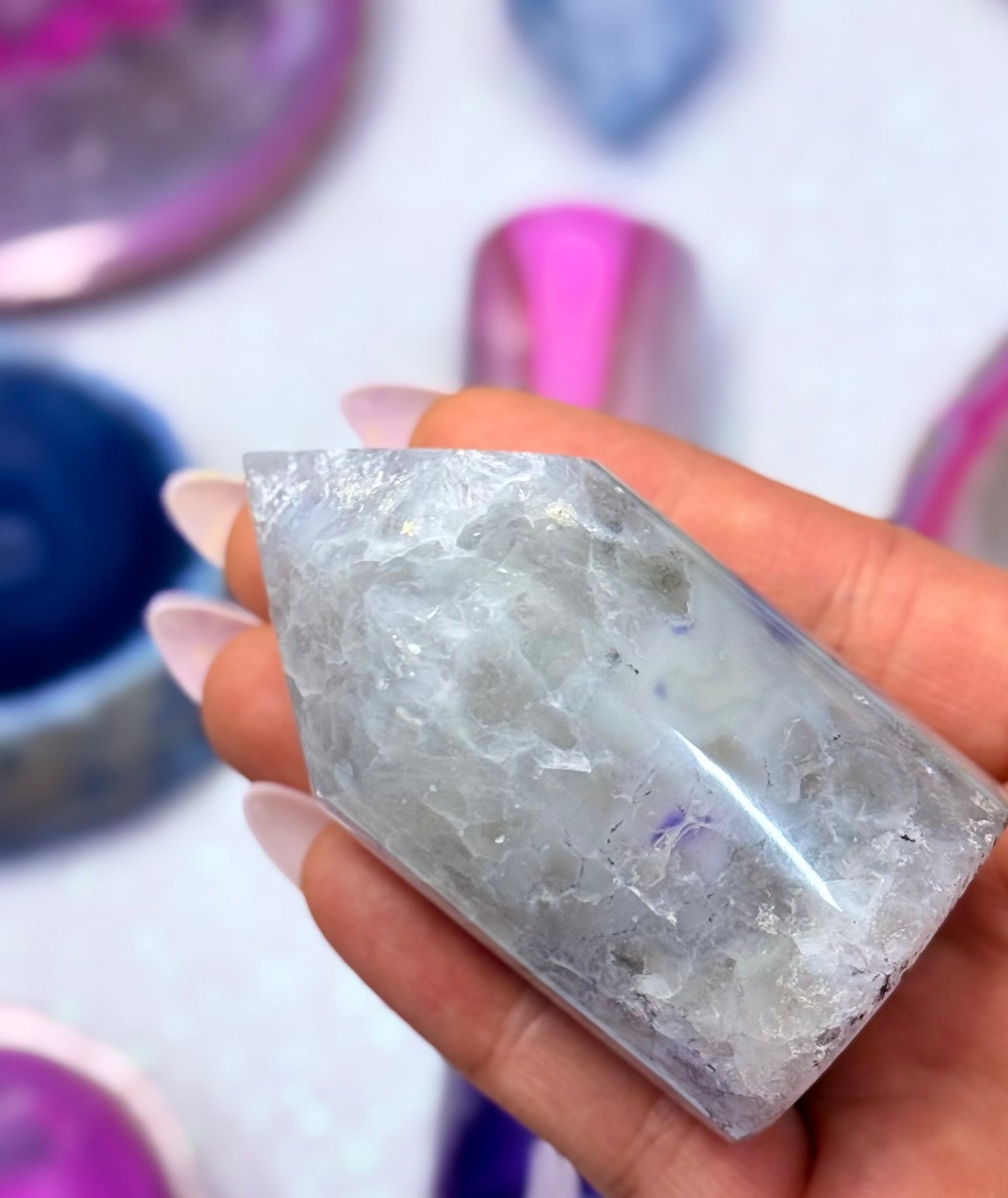Purple Australian Agate Point Tower Generator Natural Dyed Crystal ‘Pearl’ 153g