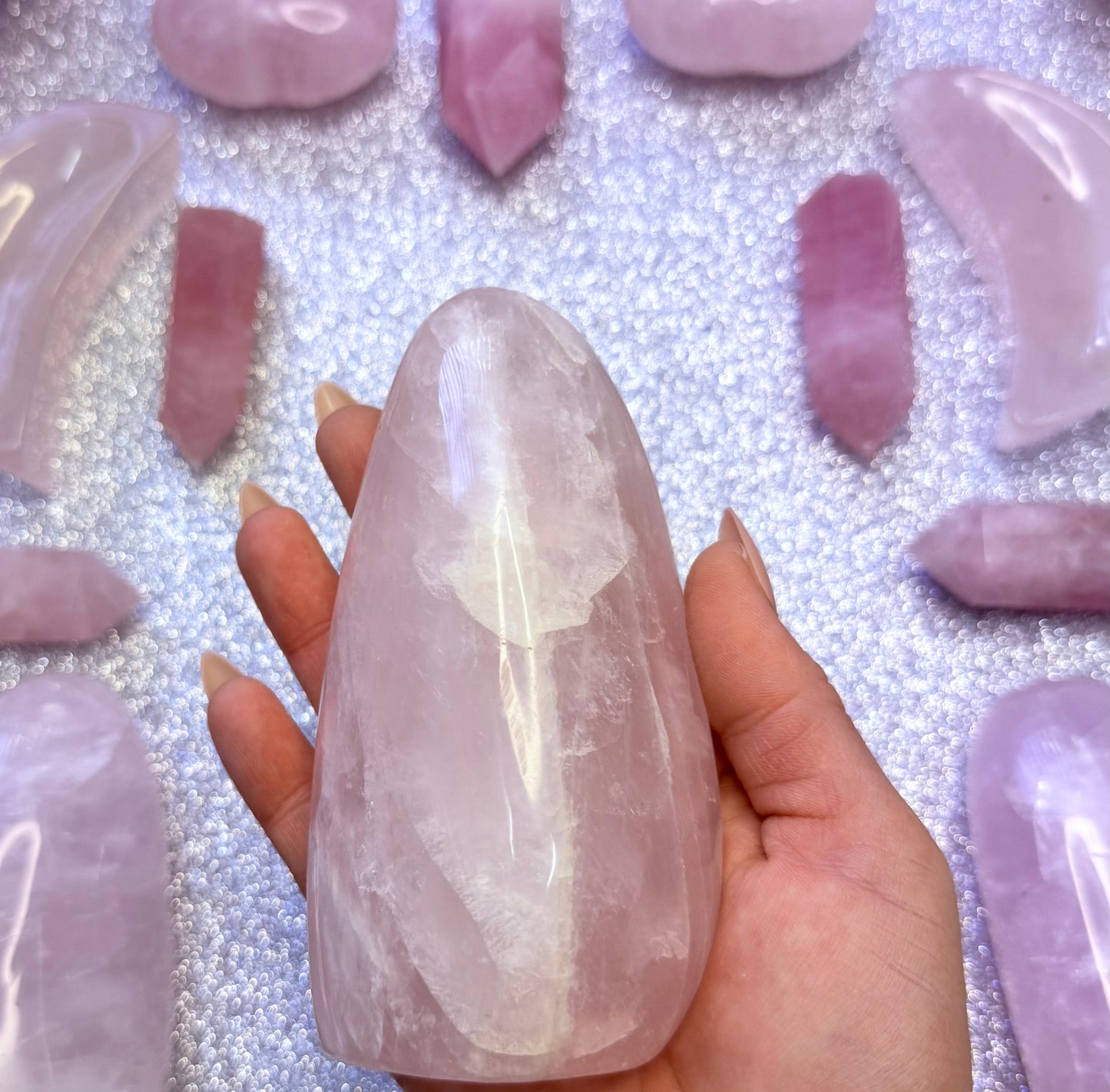 Rose Quartz Large Freeform Crystal Tower 475g