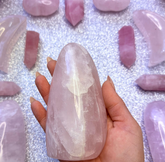 Rose Quartz Large Freeform Crystal Tower 475g