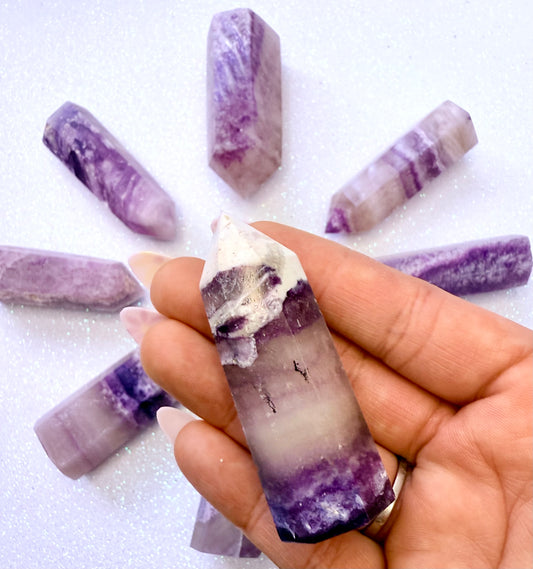 Rare Purple Silk Fluorite Point Tower 46g