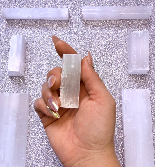 Selenite Raw Crystal Charging Stick - Chunky Small