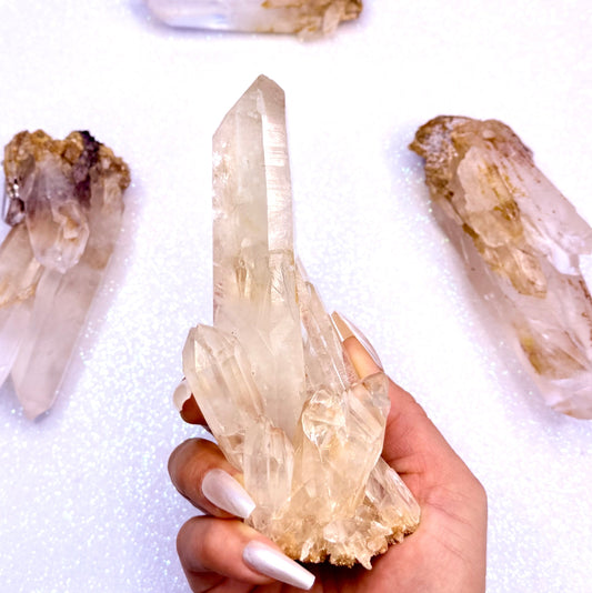 Himalayan Cathedral Clear Golden Quartz Cluster “Houston” 352g
