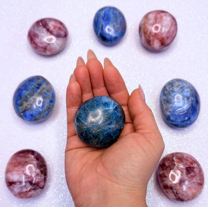 Blue Apatite Palm Stone 129g #9