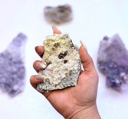 Amethyst Flower with Zeolite Cluster Slice Slab from Madagascar 140g 'Aurora'