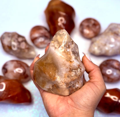 Flower Agate Flame Freeform Crystal Tower ‘Freda’ 475g