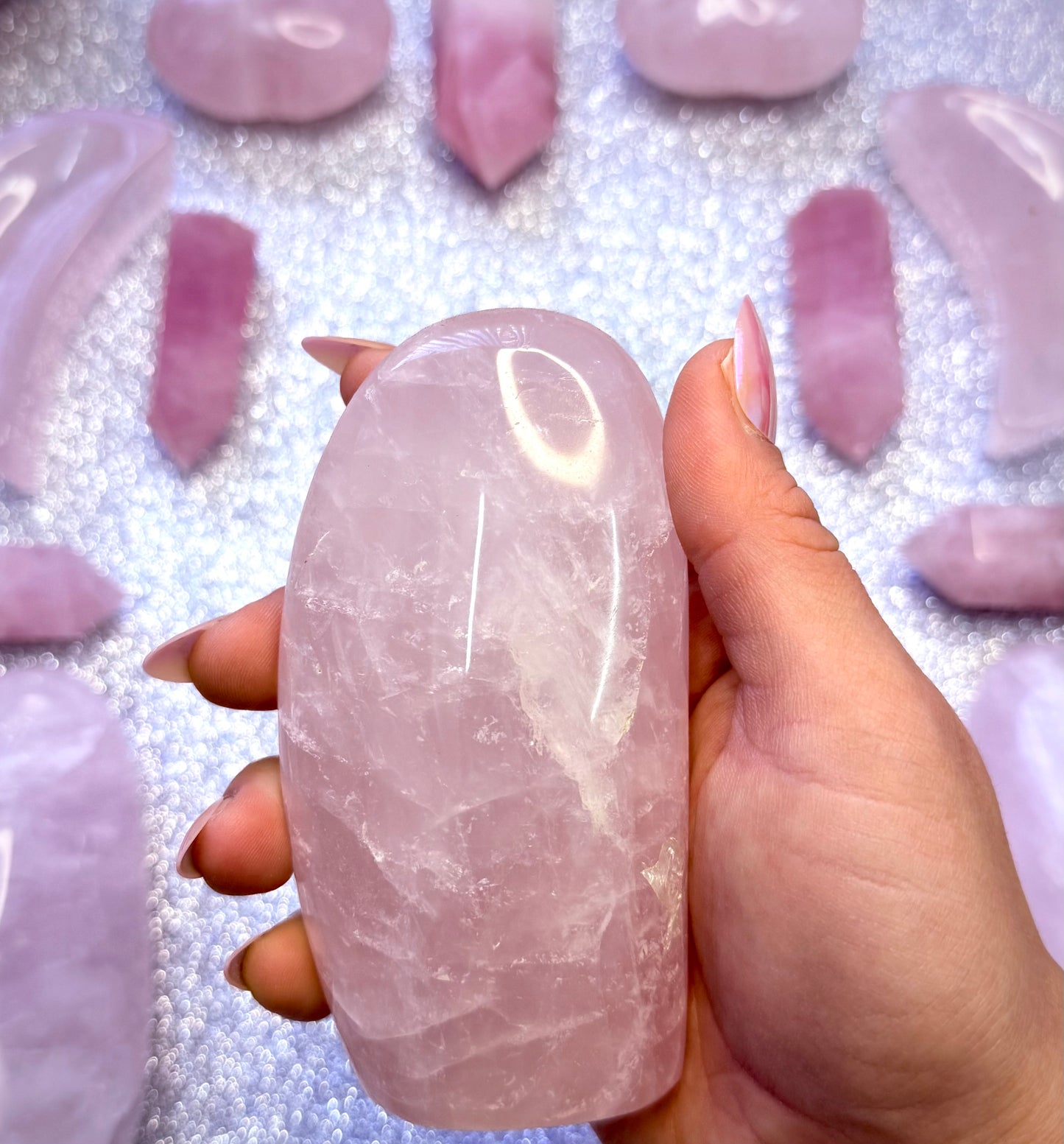Rose Quartz Large Freeform Crystal Tower 407g