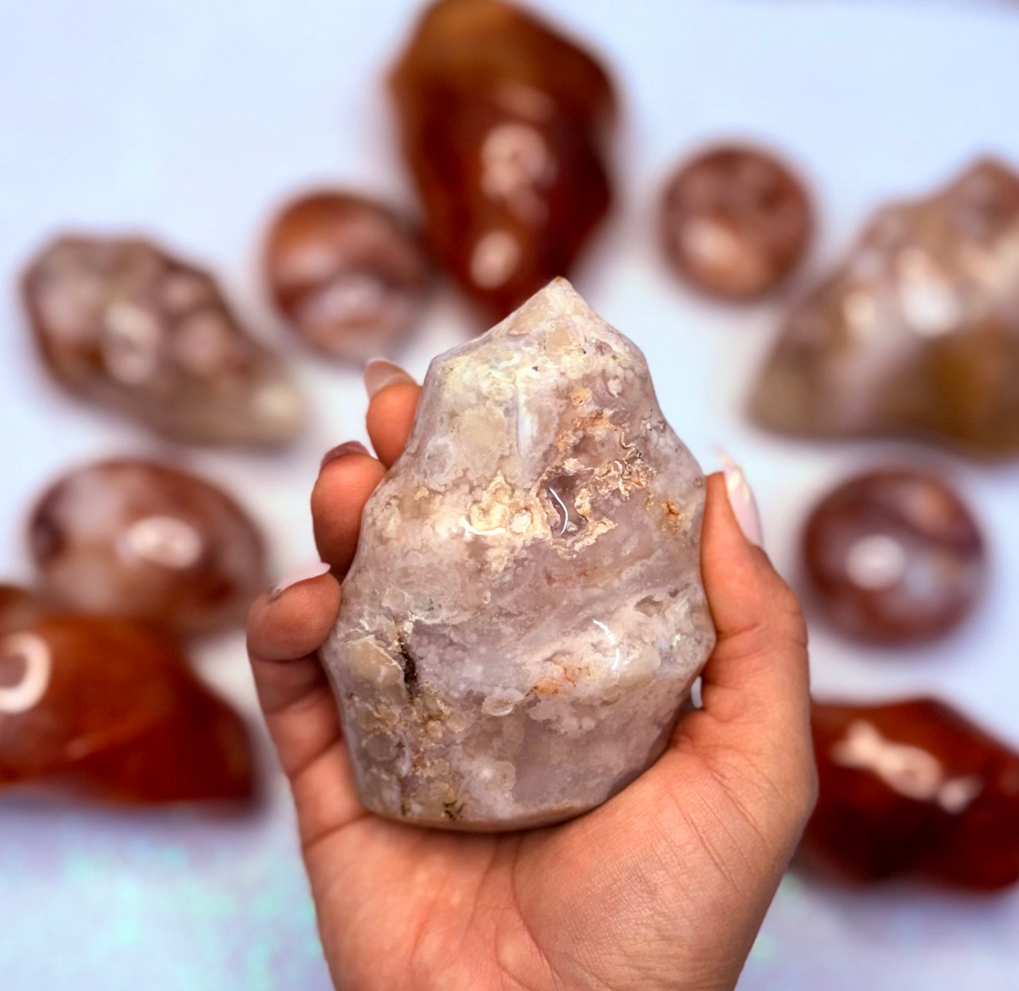 Flower Agate Freeform Flame Crystal Tower ‘Frances’ 353g