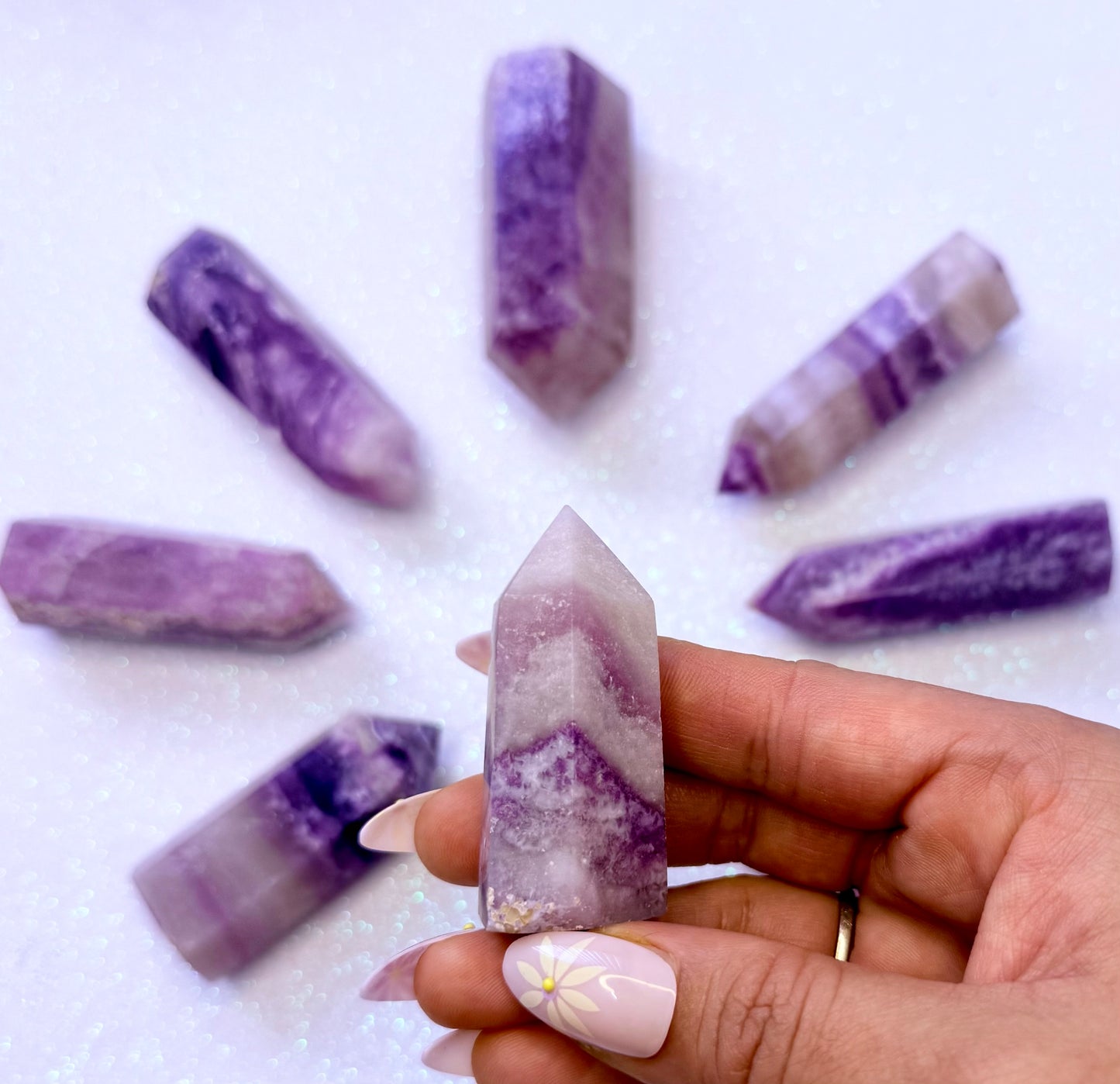 Rare Purple Silk Fluorite Point Tower 47g
