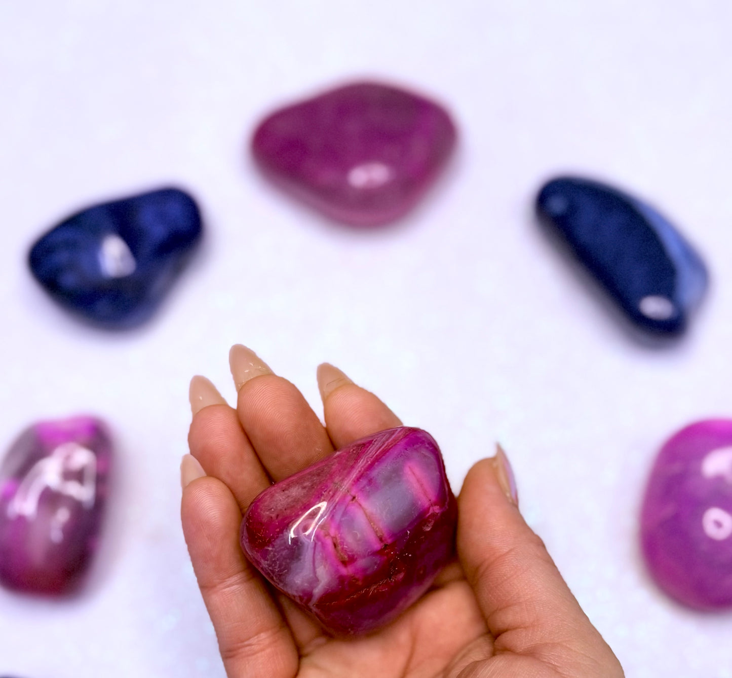 Pink Agate Dyed Palm Stone #3