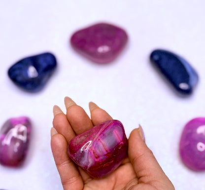 Pink Agate Dyed Palm Stone #3