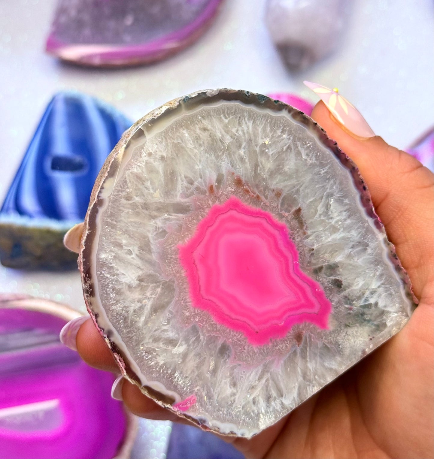Pink Agate Basecut Freeform Standing Tower Dyed Crystal 'Polly' 423g