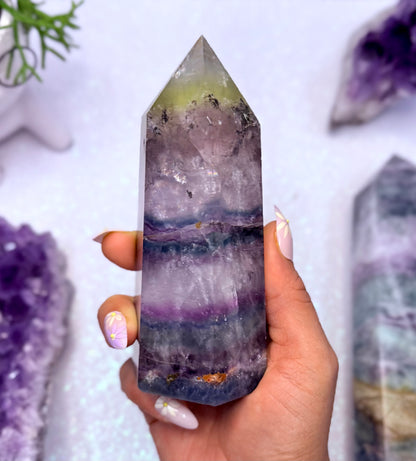Rainbow Fluorite 601g Point Tower Crystal Generator ‘Freya’ 0.601kg
