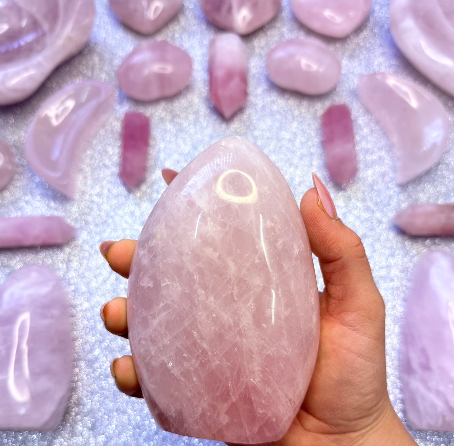 Rose Quartz Extra Large Freeform Crystal Tower - 0.921kg
