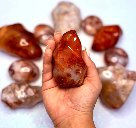 Carnelian Flame Freeform Crystal Tower ‘Chloe’ 263g