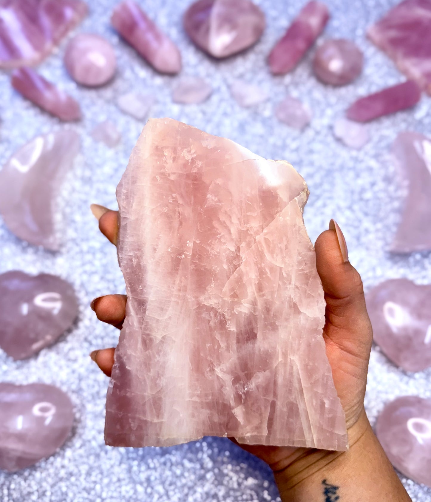 Rose Quartz Polished Slab Slice Crystal - 0.547kg