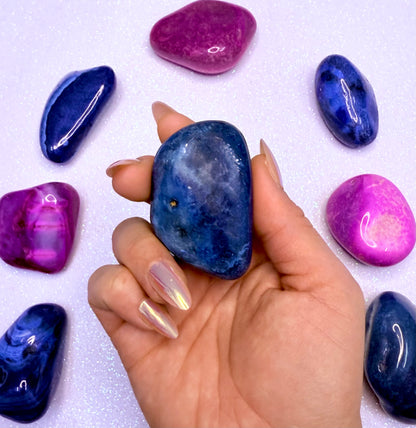 Blue Agate Dyed Palm Stone #5