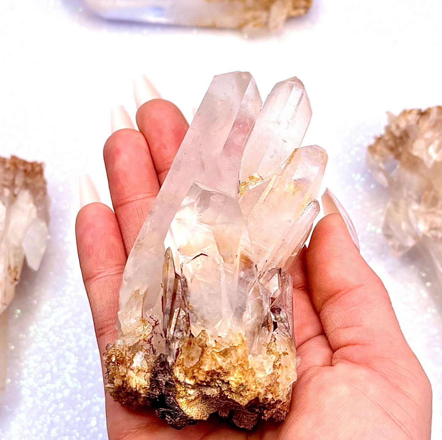 Himalayan Cathedral Clear Golden Quartz Cluster “Haven” 238g