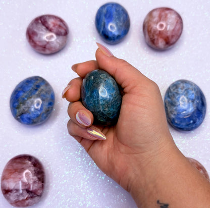Blue Apatite Palm Stone 129g #9