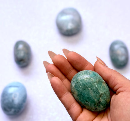 Amazonite Palm Stone with Black Tourmaline Inclusions #11
