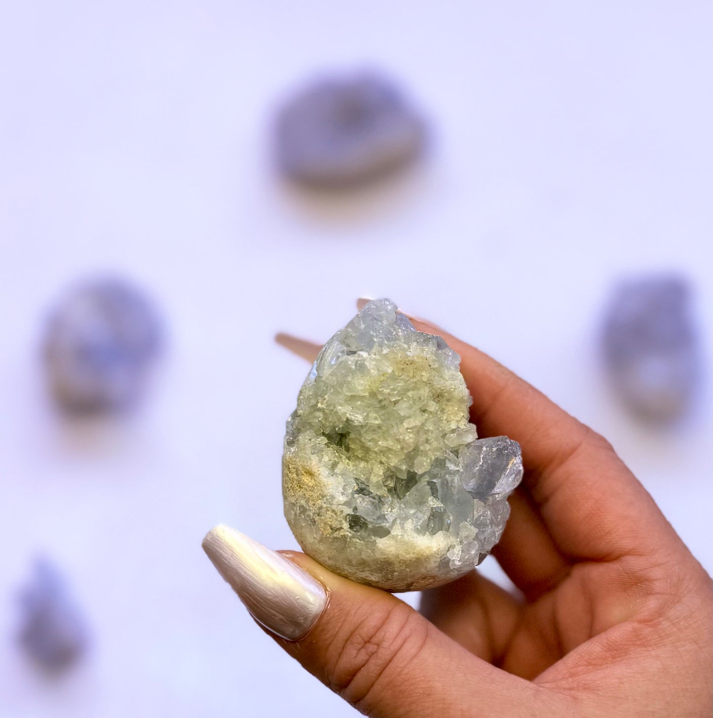 Celestite Cluster Egg 144g #2