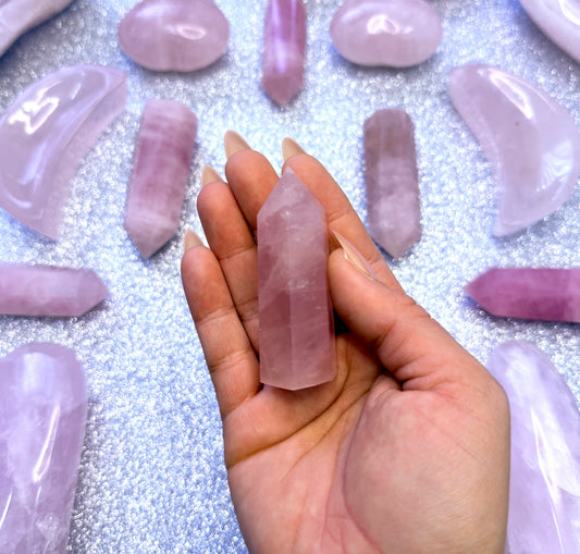Rose Quartz Point Generator Crystal Tower - 53g