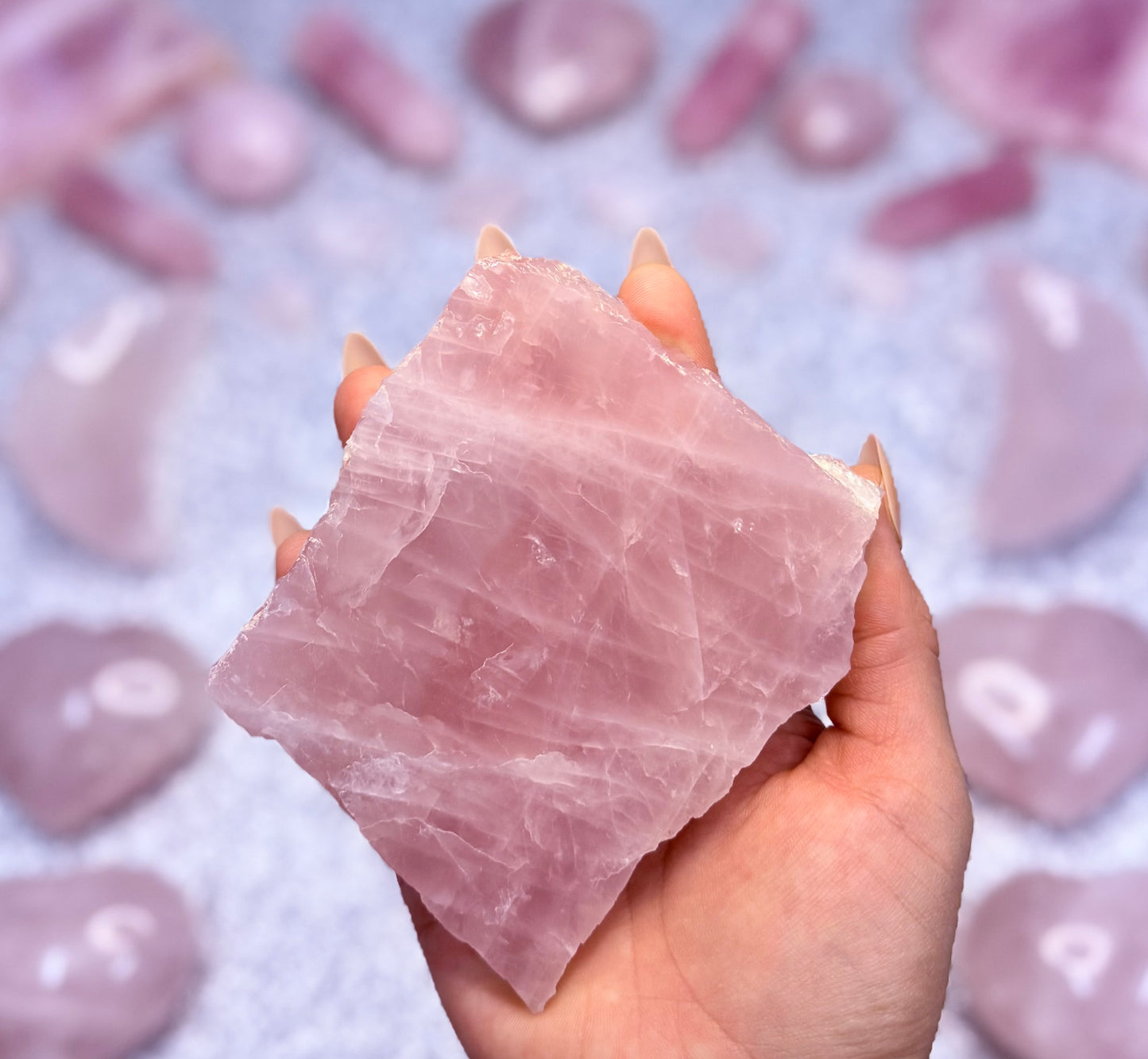 Rose Quartz Polished Slab Slice Crystal - 216g