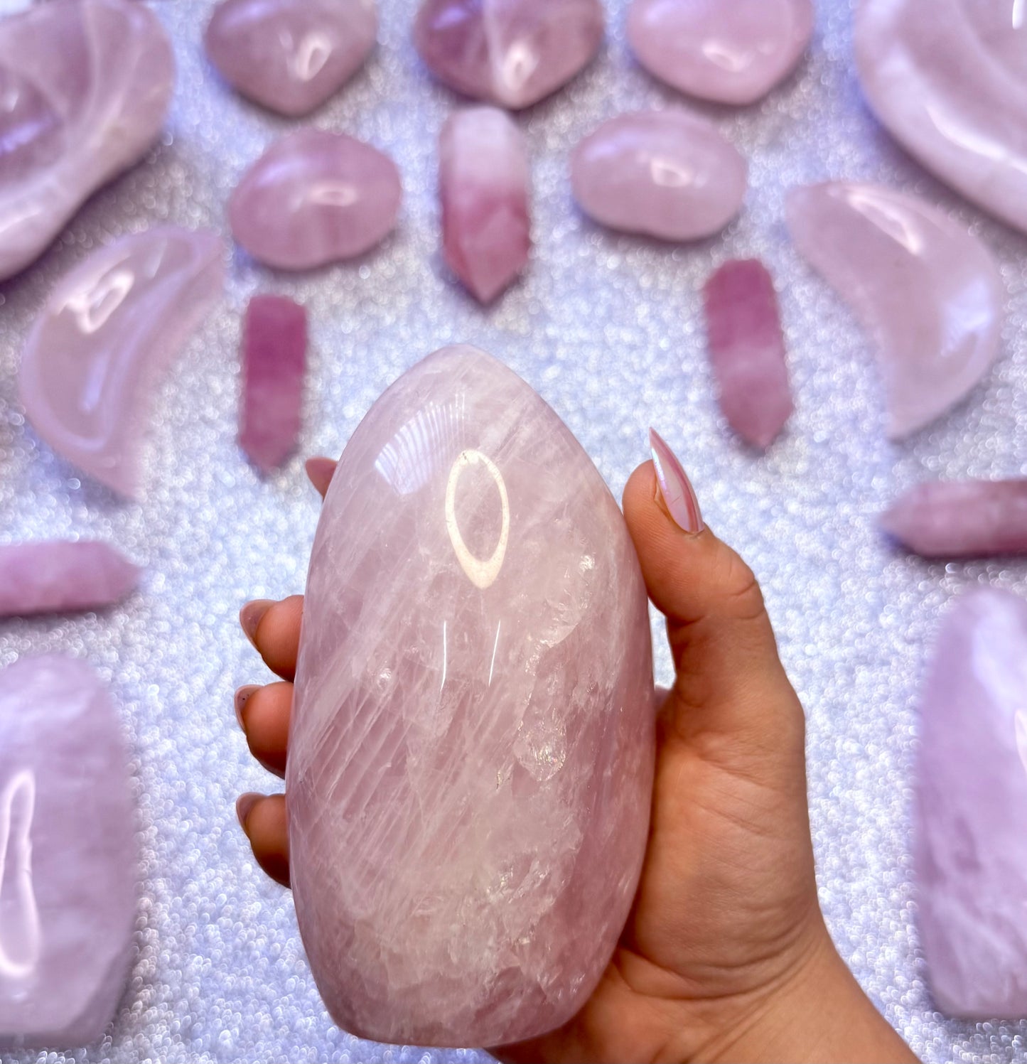 Rose Quartz Extra Large Freeform Crystal Tower - 0.921kg