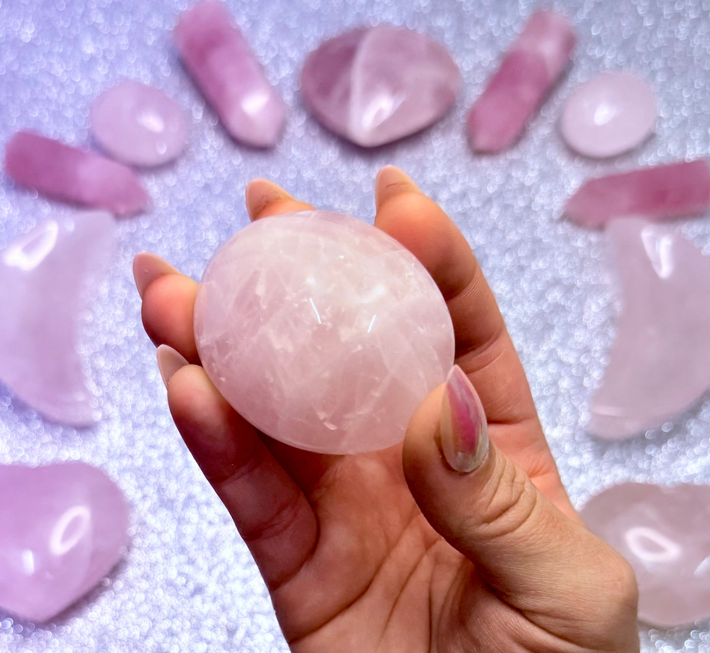 Rose Quartz Palm Stone #4