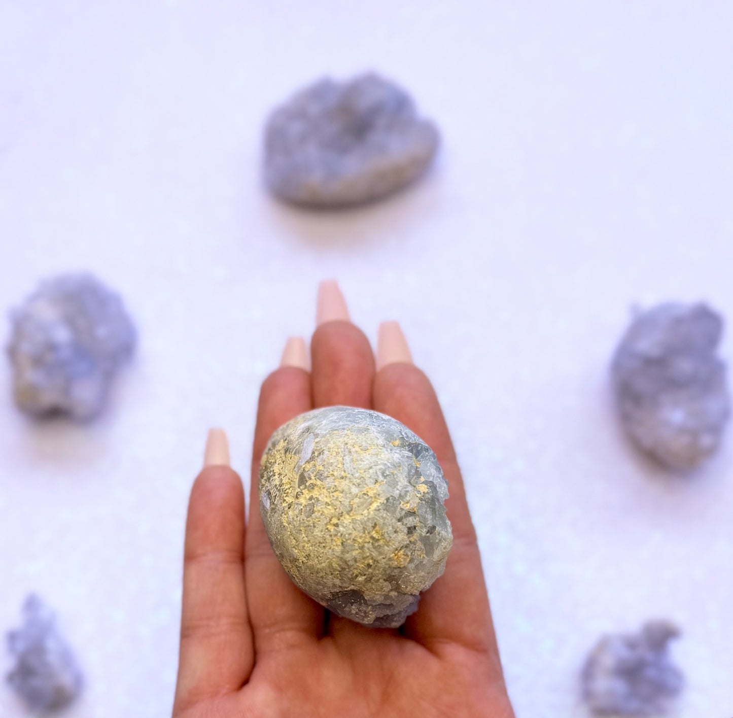 Celestite Cluster Egg 103g #1