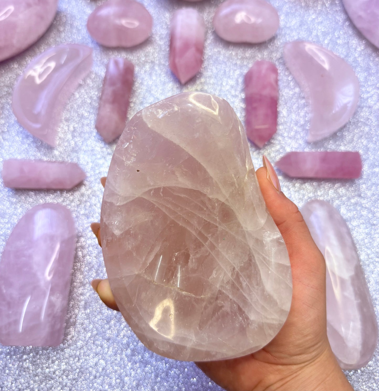 Rose Quartz Polished Crystal Bowl Large - 0.815kg
