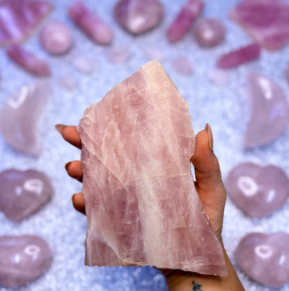 Rose Quartz Polished Slab Slice Crystal - 0.547kg