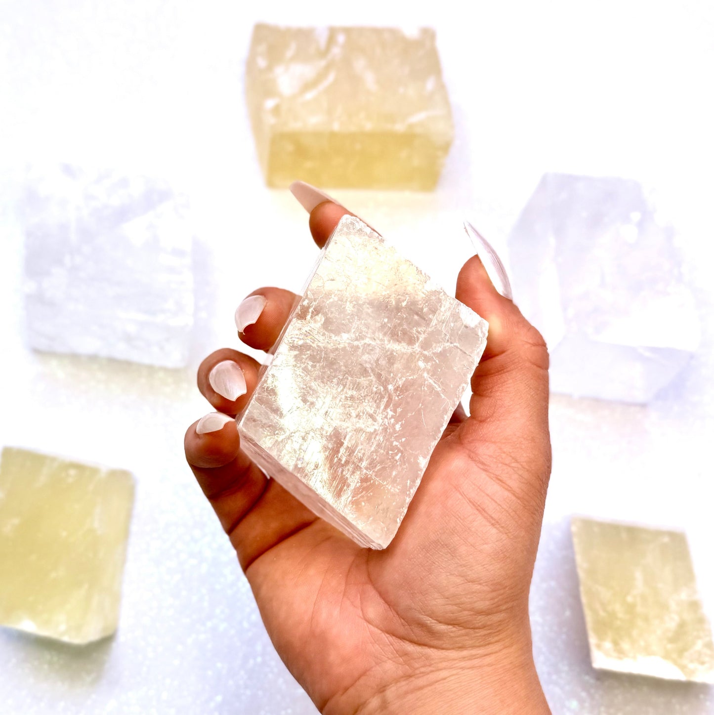 Clear Iceland Spar Optical Calcite Raw Crystal Slab #3 295g