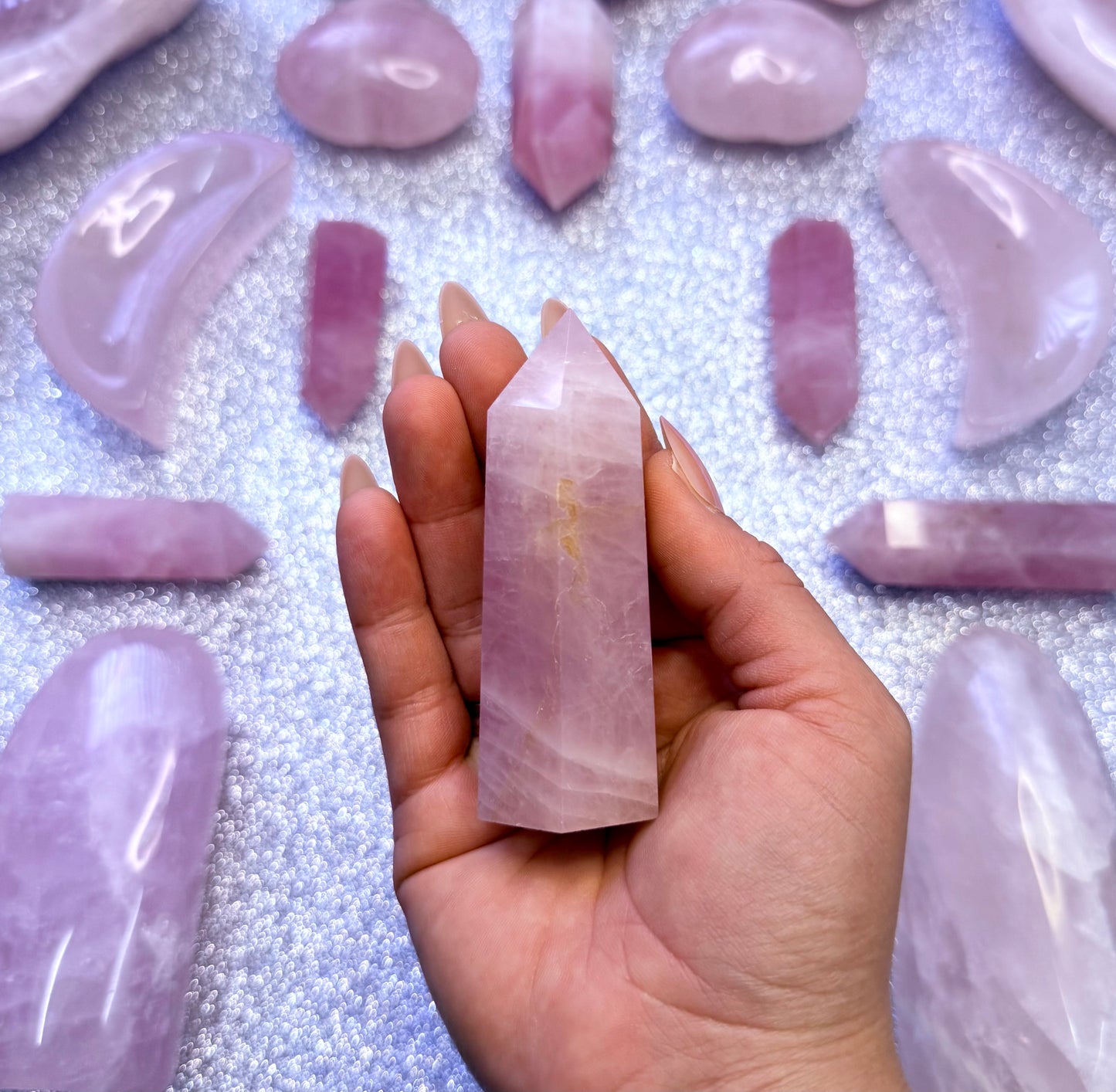 Rose Quartz Point Generator Crystal Tower 126g #3