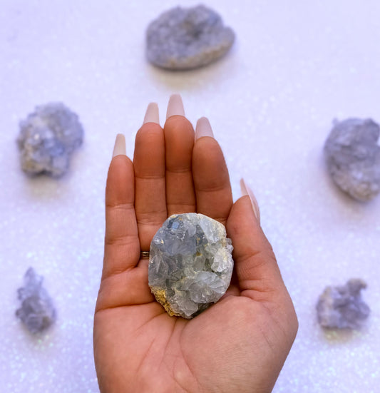 Celestite Cluster Egg 103g #1