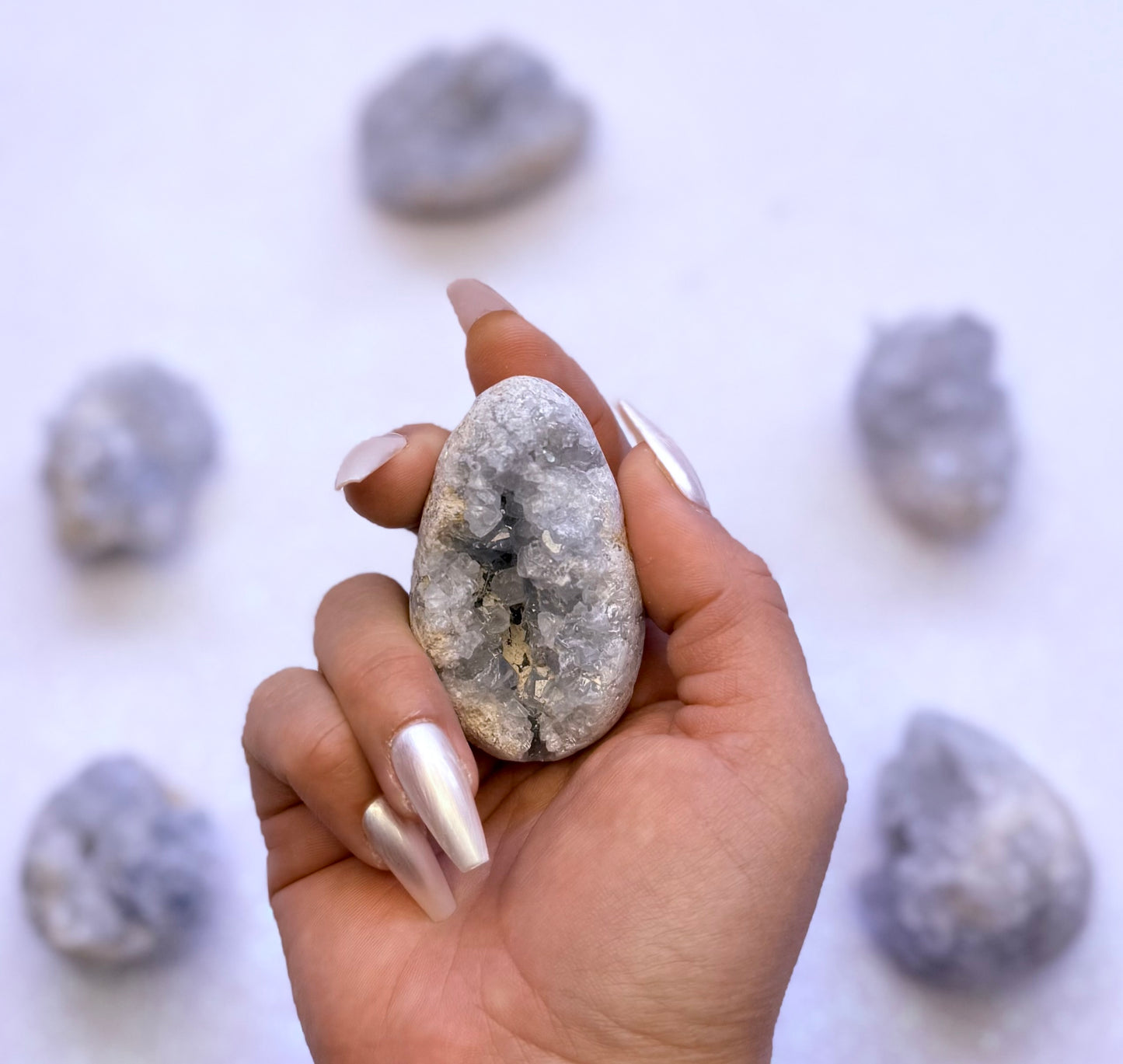 Celestite Cluster Egg 127g #3