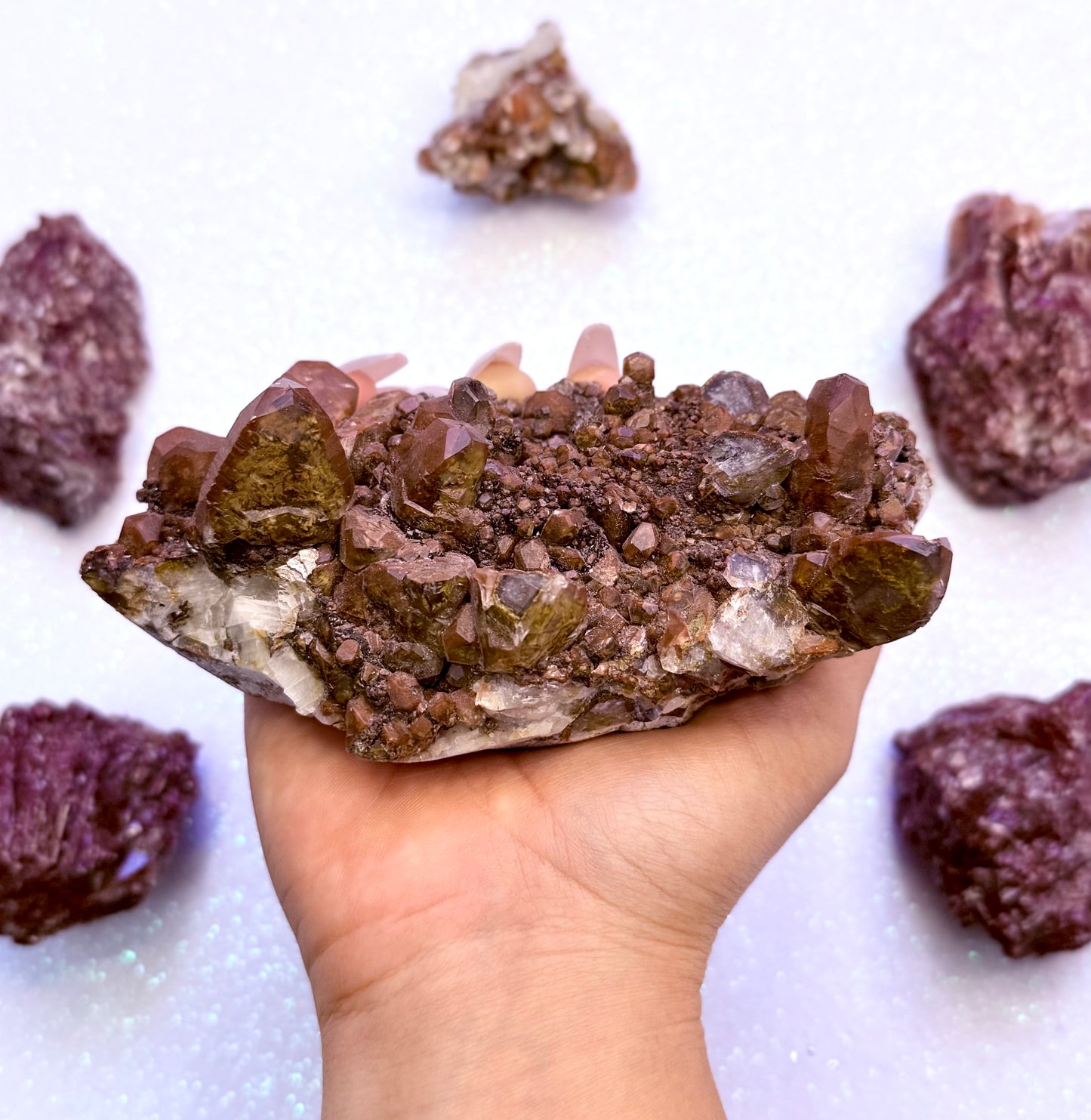 Rare Red, White, Brown and Lemon Calcite Dogtooth Cluster From Mexico 0.517kg #3